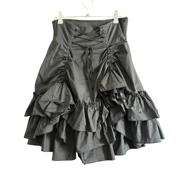RETROSCOPE FASHIONS | Black Gothic Steampunk Bustle Skirt Cotton Ruffle | US 12 - Picture 1 of 5